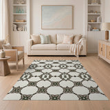 Ornate Sage Green Lattice Area Rug