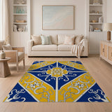 Navy Blue Gold Persian Pattern Area Rug