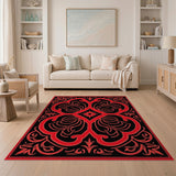 Ornate Red Black Persian Floral Rug