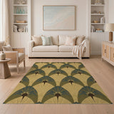 Teal Art Deco Fan Geometric Area Rug
