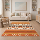Vibrant Orange Southwestern Tribal Area Rug