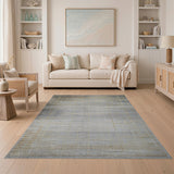 Geometric Grey Area Rug with Gold Frames