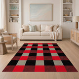 Bold Red Black Buffalo Check Red Area Rug
