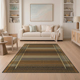 Brown and Tan Textured Geometric Brown Tan Area Rug