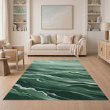 Emerald Ocean Waves Area Rug