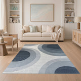 Navy Blue Geometric Circle Area Rug