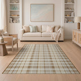 Beige and Neutral Beige Plaid Check Area Rug