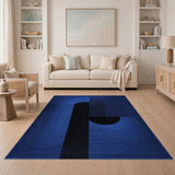 Modern Navy Blue Geometric Arch Rug
