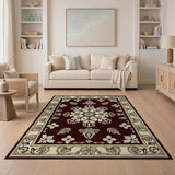 Ornate Burgundy Floral Medallion Persian Rug