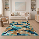 Jumping Dolphins Ocean Waves Area Rug