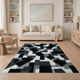 Geometric Black White Block Area Rug