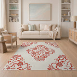 Red Floral Medallion Area Rug