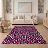 Geometric Modern Bold Pink Black Zigzag Geometric Area Rug