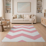 Geometric Modern Pink Chevron Zigzag Area Rug