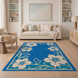 Navy Blue Papercut Cherry Blossom Rug