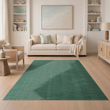 Lush Green Diagonal Woven Geometric Rug