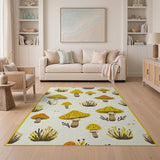 Yellow Whimsical Yellow Mushroom Area Rug