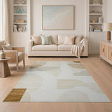 Abstract Area Abstract Beige Organic Shapes Area Rug
