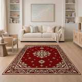 Red and Gold Persian Medallion Area Rug