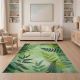 Green Lush Green Fern Silhouette Area Rug