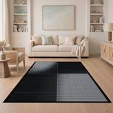 Geometric Modern Black White Halftone Grid Area Rug