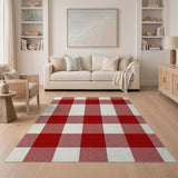 Red Red Gingham Plaid Farmhouse Area Rug