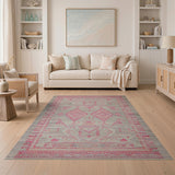 Pink Pink Grey Southwestern Geometric Area Rug