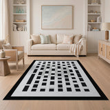 Black and White Black White Geometric Block Area Rug