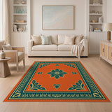 Traditional Persian Vibrant Orange Persian Floral Area Rug