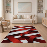 Red Ribbon Cross Geometric Area Rug