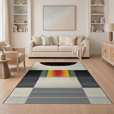 Abstract Multi-Color Geometric Stripe Area Rug