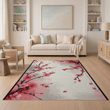 Pink Cherry Blossom Watercolor Area Rug