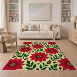 Multi-color and Patterns Vibrant Red Poinsettia Floral Area Rug