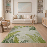 Lush Green Fern Leaf Area Rug