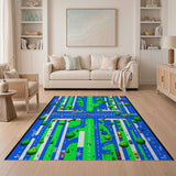 Vibrant City Traffic Intersection Area Rug