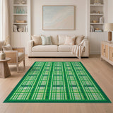 Green Vibrant Green Plaid Geometric Area Rug