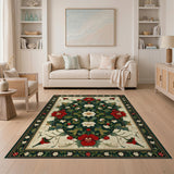 Red Peony Lily Persian Medallion Rug