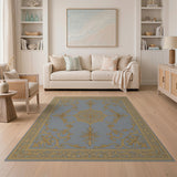 Ornate Gold Baroque Grey Area Rug