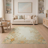 Vintage Peony Floral Frame Area Rug