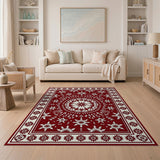 Red Snowflake Mandala Persian Area Rug