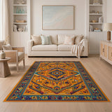 Burnt Orange Southwestern Geometric Area Rug