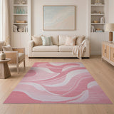 Pink Wavy Abstract Area Rug