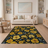 Vintage Yellow Blossom Floral Area Rug