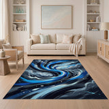 Tempest Swirl Abstract Blue Area Rug