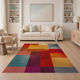 Vibrant Multi-Color Geometric Patchwork Area Rug