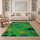 Cartoon Dinosaur Meadow Kids Area Rug