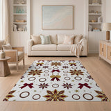 Festive Maroon Poinsettia Bow Area Rug