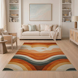 Wavy Orange Desert Dunes Area Rug