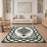 Black and White Ornate Medallion Area Rug