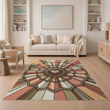 Ornate Pink Heart Mandala Area Rug